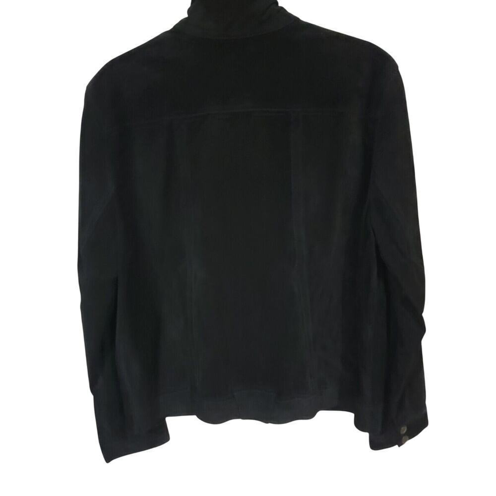 Jones Sport Black Suede Leather Jacket Womens Large Y2K New Bomber Classic - Picture 3 of 16